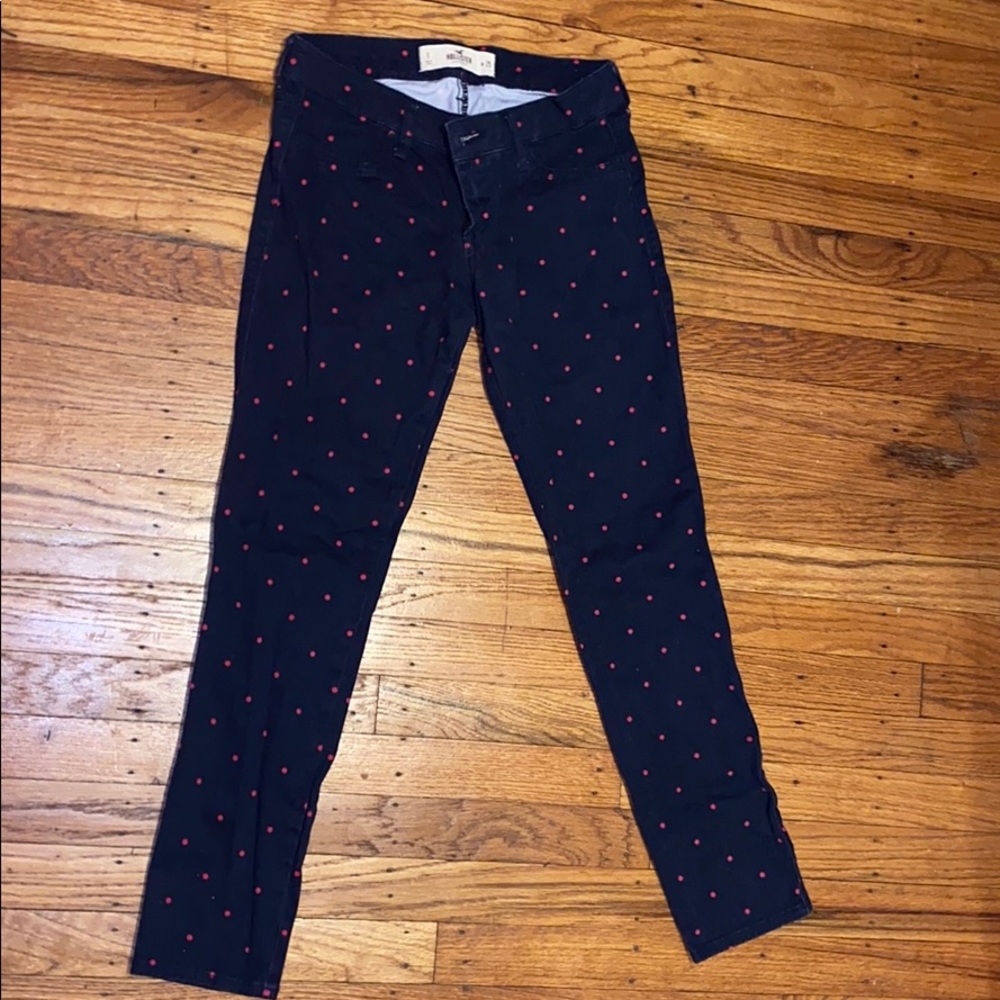 Navy blue with pink polka dots jeans